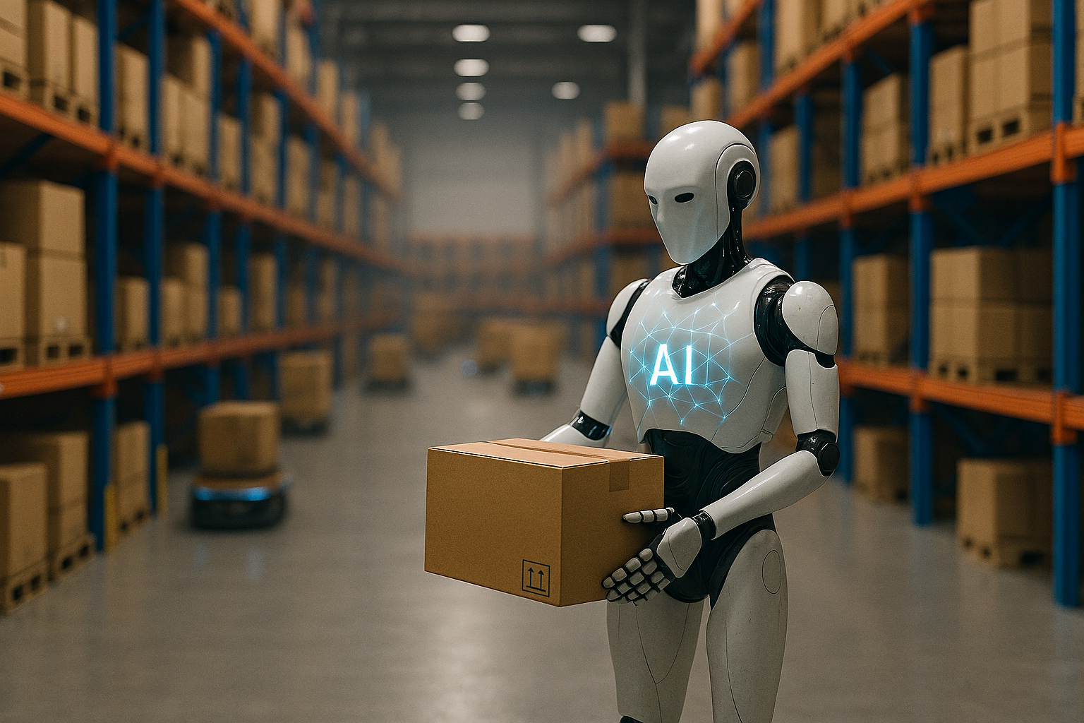 倉庫でタスクをこなすフィジカルAIのイメージ